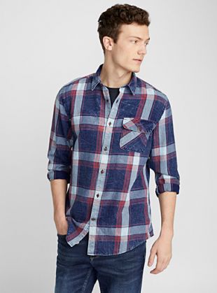 La chemise carreaux délavés  Coupe semi ajustée