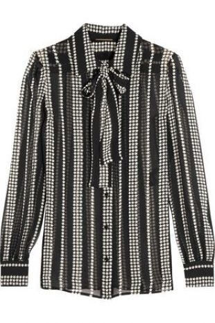 Pussy Bow Printed Silk Georgette Shirt