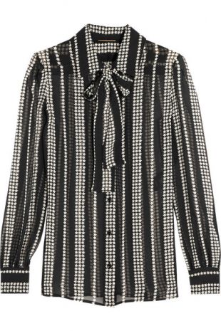 Pussy Bow Printed Silk Georgette Shirt