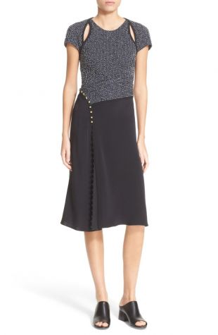 Cutout Structural Dress with Button Detail