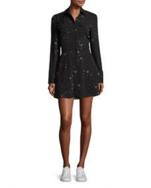 Pedro Long Sleeve Silk Star Shirtdress