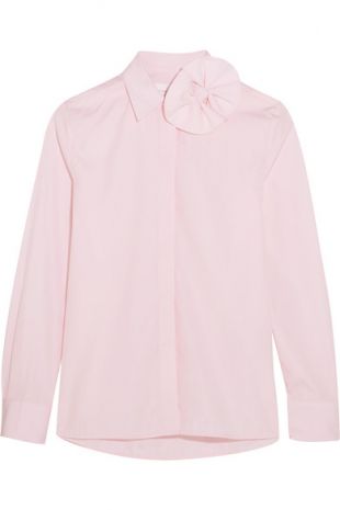 Bow Embellished Cotton Poplin Shirt