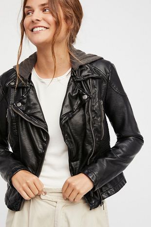 Vegan Leather Hooded Jacket