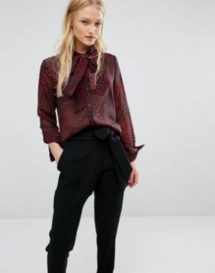 Pussy Bow Blouse in Heart Print