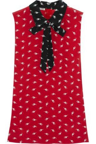 Printed Silk Crepe de Chine Top