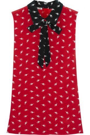 Printed Silk Crepe de Chine Top