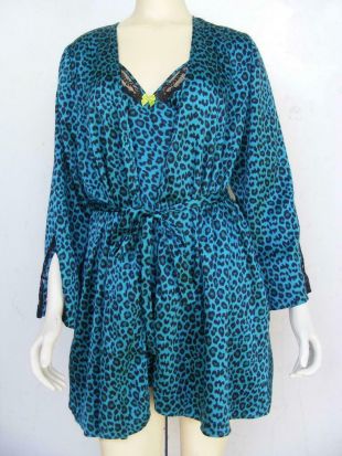 Betsey Johnson Leopard Babydoll Nightie w Robe S M Emerald Green Black Lace Set  | eBay