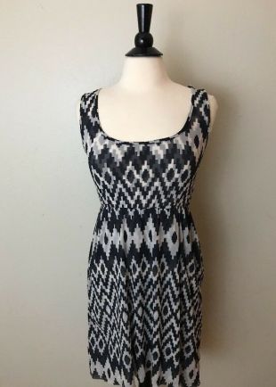 Nwt Anthropologie Lilka Dress Black White Aztec Tribal Print High Low Hem Small  | eBay
