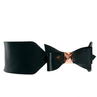 Skelsey Wide Black Leather Bow Belt