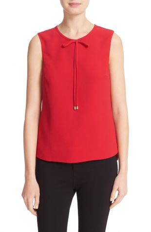 London Natalle Bow Detail Crepe Top