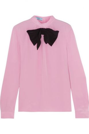 Bow embellished Silk Crepe de Chine Blouse