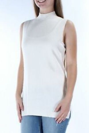 Women'ss Knit Sleeveless Sweater Size Medium Off White