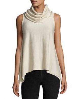 Sharry Sleeveless Turtleneck Pullover, Cream