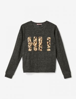 Tee shirt anthracite et léopard femme • Jennyfer