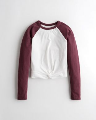Hollister & Co t-shirt manches longues blanc / bordeaux