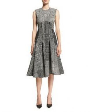 Sleeveless Houndstooth Jacquard Dress