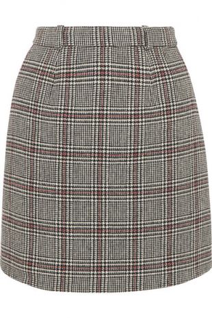 Checked Wool Blend Mini Skirt