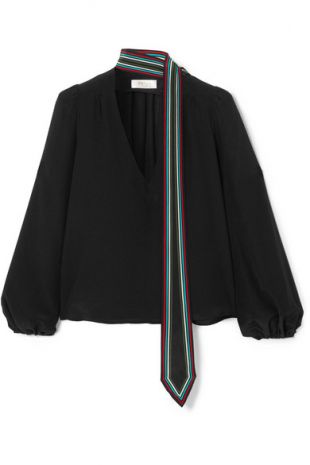 Kate Striped Silk Crepe de Chine Blouse