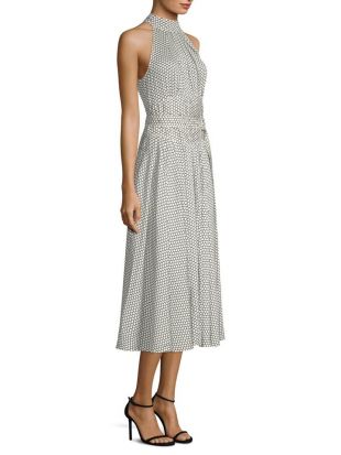 Dot-Print Halter Dress