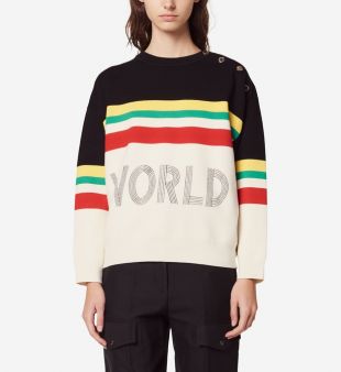 Pull rayures inscription World