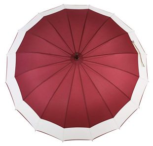 Knirps Belami Stick Umbrella with Shoulder Strap Burgundy/White