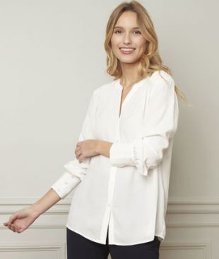 Blouse écrue col v en viscose valda