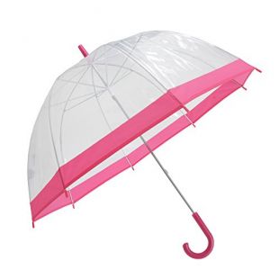 Parapluie transparent - Adulte unisexe (Taille unique) (Transparent/Rose)