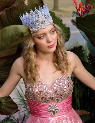 Glenda Couronne de la Couronne de dentelle d’argent de sorcière avec des cristaux   Glinda   dentelle   Halloween   enfant   adulte   Photo Prop   magicien d’Oz