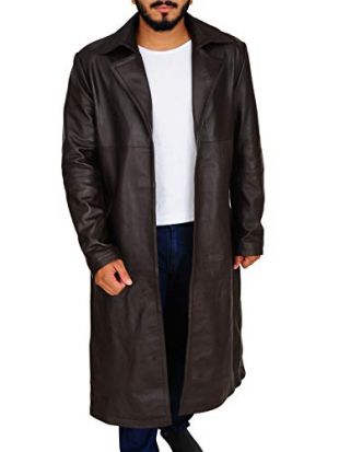 Trendhoop - TrendHoop Mens Western Wear Cowhide Leather Long Coat ...