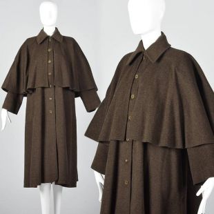 Yves Saint Laurent Rive Gauche Inverness Cape manteau tous temps manteau Swing
