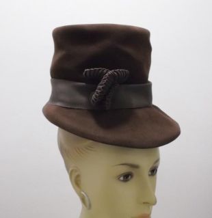 Chapeau Vintage Film Noir Style années 40 marron chapeau