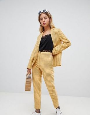 Wild Honey Pantalon à carreaux avec fermeture éclair sur le devant