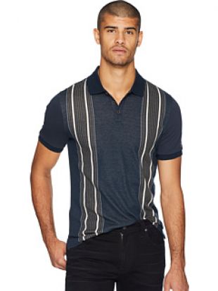 Men's 2-Piece Summer Outfit - Quarter Zip Stripe Shirt & Loose Pants Set, Black, Size M - View #2