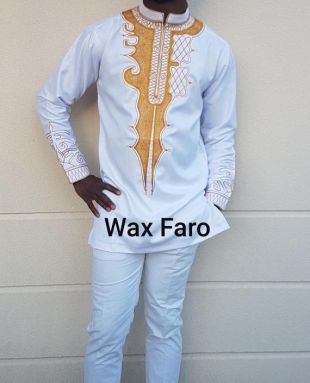 Tunique homme Blanche et or BLACK PANTHER