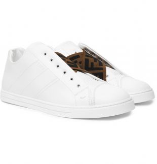 Reloaded Logo Trimmed Full Grain and Smooth Leather Slip On Sneakers