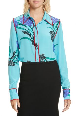 Floral Print Stretch Silk Shirt