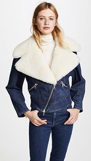 Moto Jacket with Shearling Collar