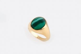 Malachite Ring, Gemstone Ring, Signet Ring, Gold Pinky Ring, Green Man Ring, Man Signet Ring, Man Gold Ring, Husband Gift, Man Pinky Ring