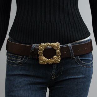 Dolce Gabbana Brass Cherubs Buckle Leather Belt