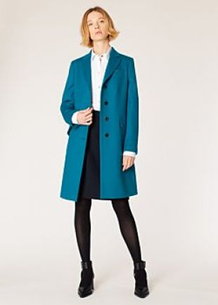 Paul Smith Dark Turquoise Wool Cashmere Epsom Coat