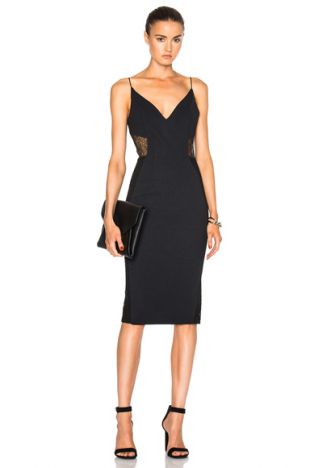 Crepe Insert Dress in Black