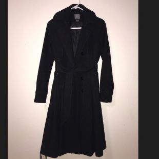 Armani - Armani Exchange Black Wool Trench Coat