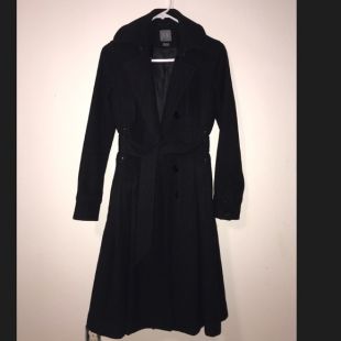 Armani Exchange Black Wool Trench Coat