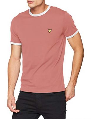 Lyle & Scott Ringer T-Shirt, Rose (Pink Shadow/Snow White), L Homme