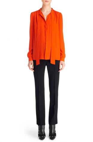 Tie Neck Silk Blouse