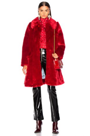 Shrimps Faux Fur Kassidy Coat in Red | FWRD