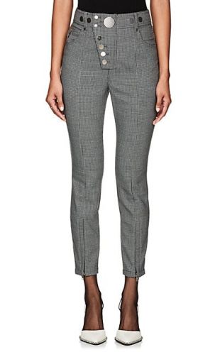 Button Detail Houndstooth Trousers