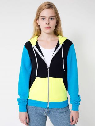 Sweater – Zip-up – Hoodie – Neon Rainbow Colors – Horizontal Striped Design