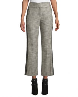Veronica Beard - Veronica Beard Cormac Plaid Cropped Trousers with Tuxedo Stripes