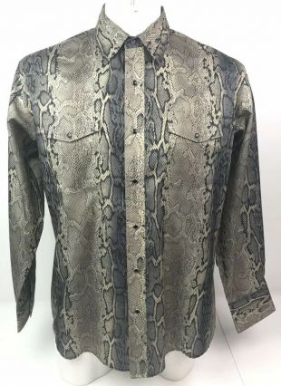 Wrangler Mens Snake Skin Print Pearl Snap Shirt